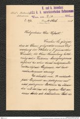 k.k. naturhistorisches Hofmuseum, Intendanzakten 1885-1896 (Hauer), Aktenzahl Z.491/1893, Seite 1